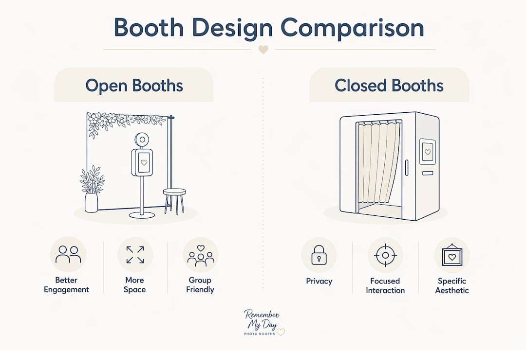 Infographic comparing open and closed event booths