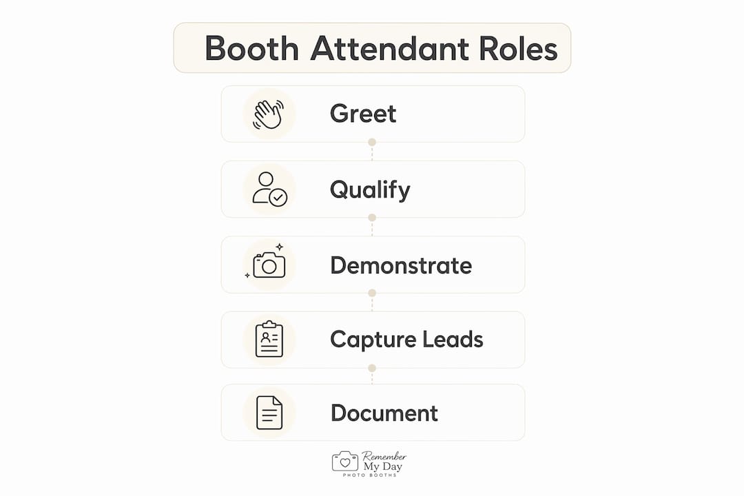 Infographic outlining core booth attendant roles