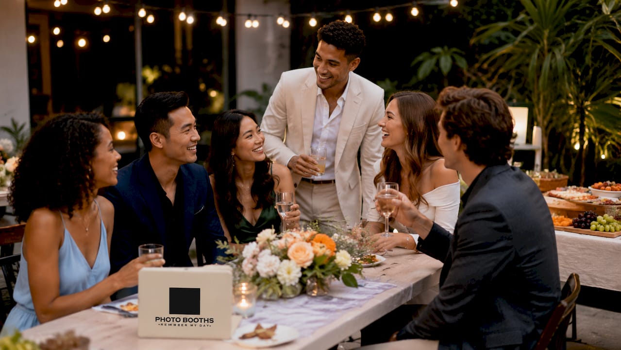 Party guests socializing and enjoying celebration