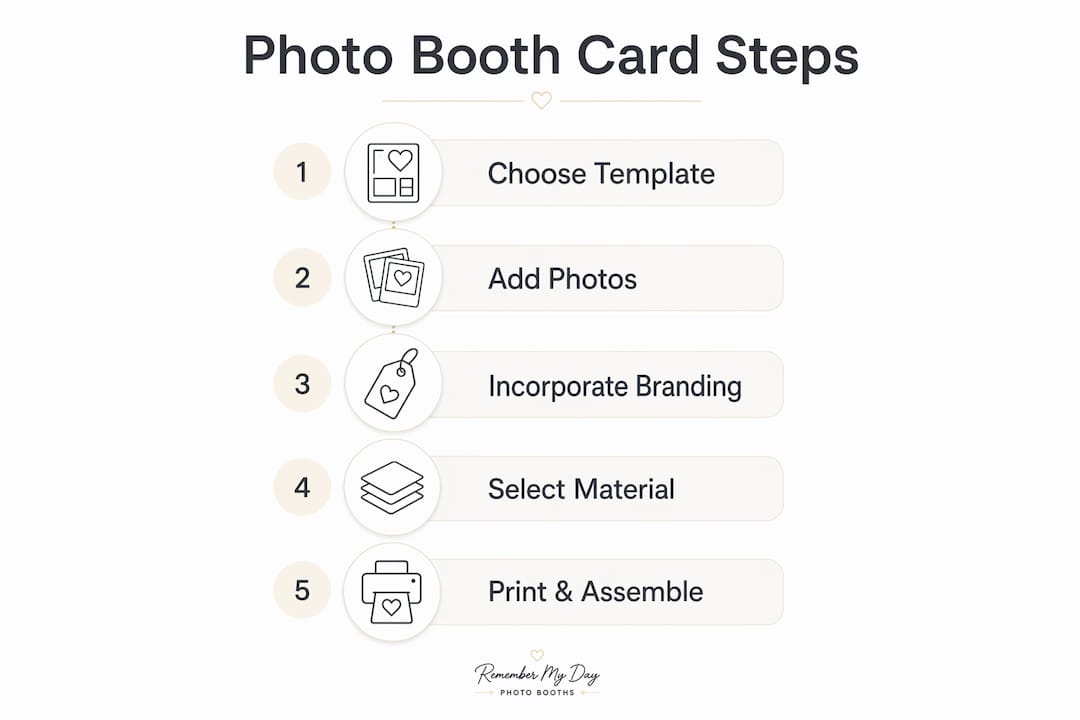 Infographic illustrating photo booth card creation steps