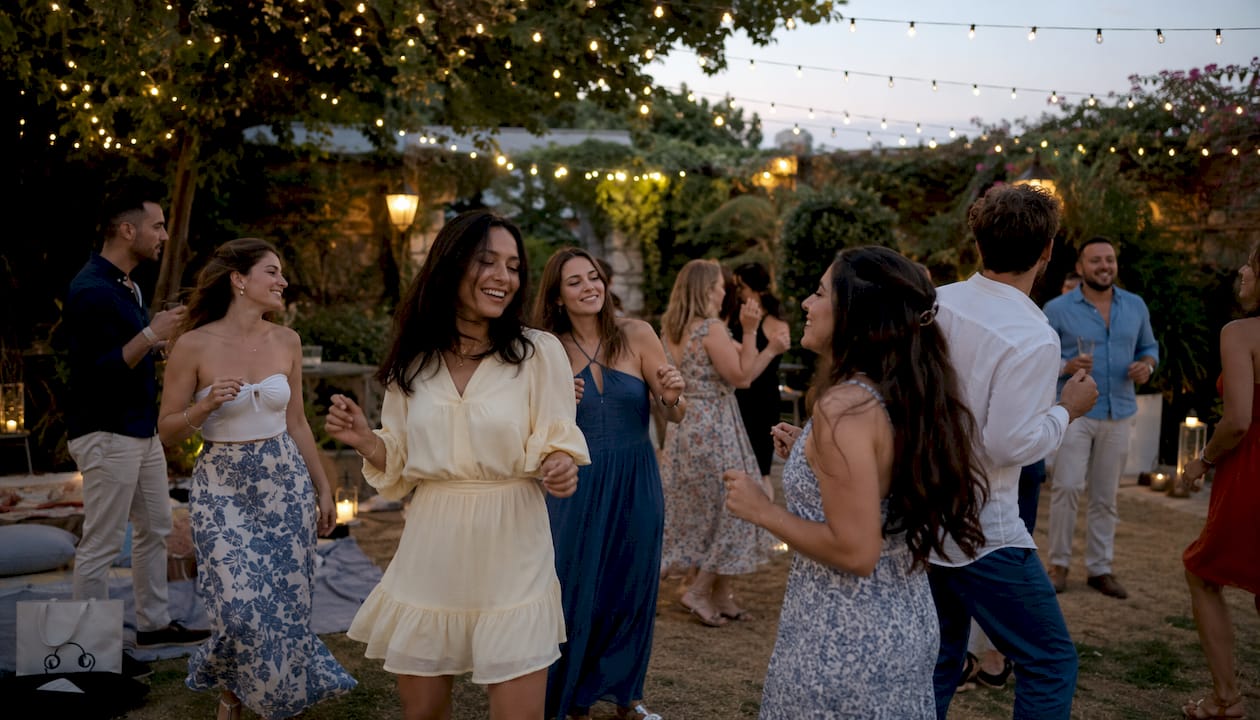 Guests dancing during 360-degree video capture at event