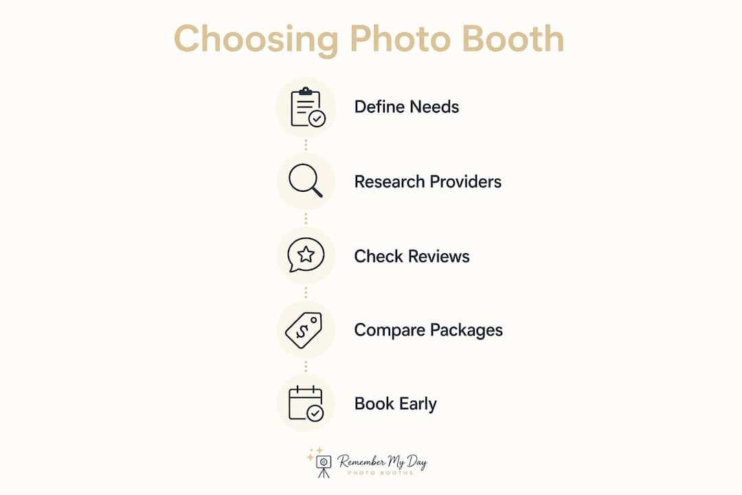 Infographic outlining steps to choose photo booth rental