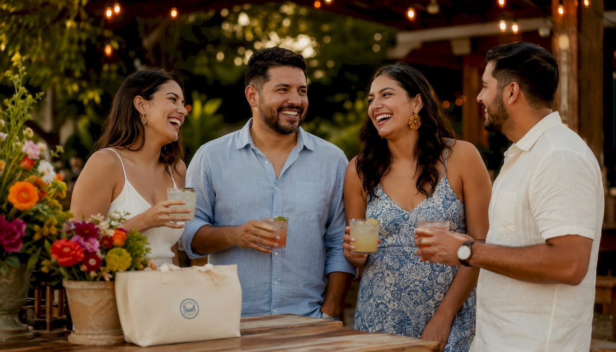Guests chatting at San Antonio party