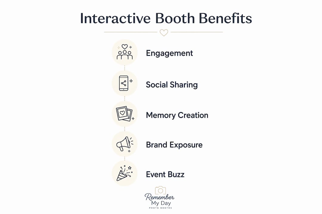 Infographic displaying key benefits of interactive booths
