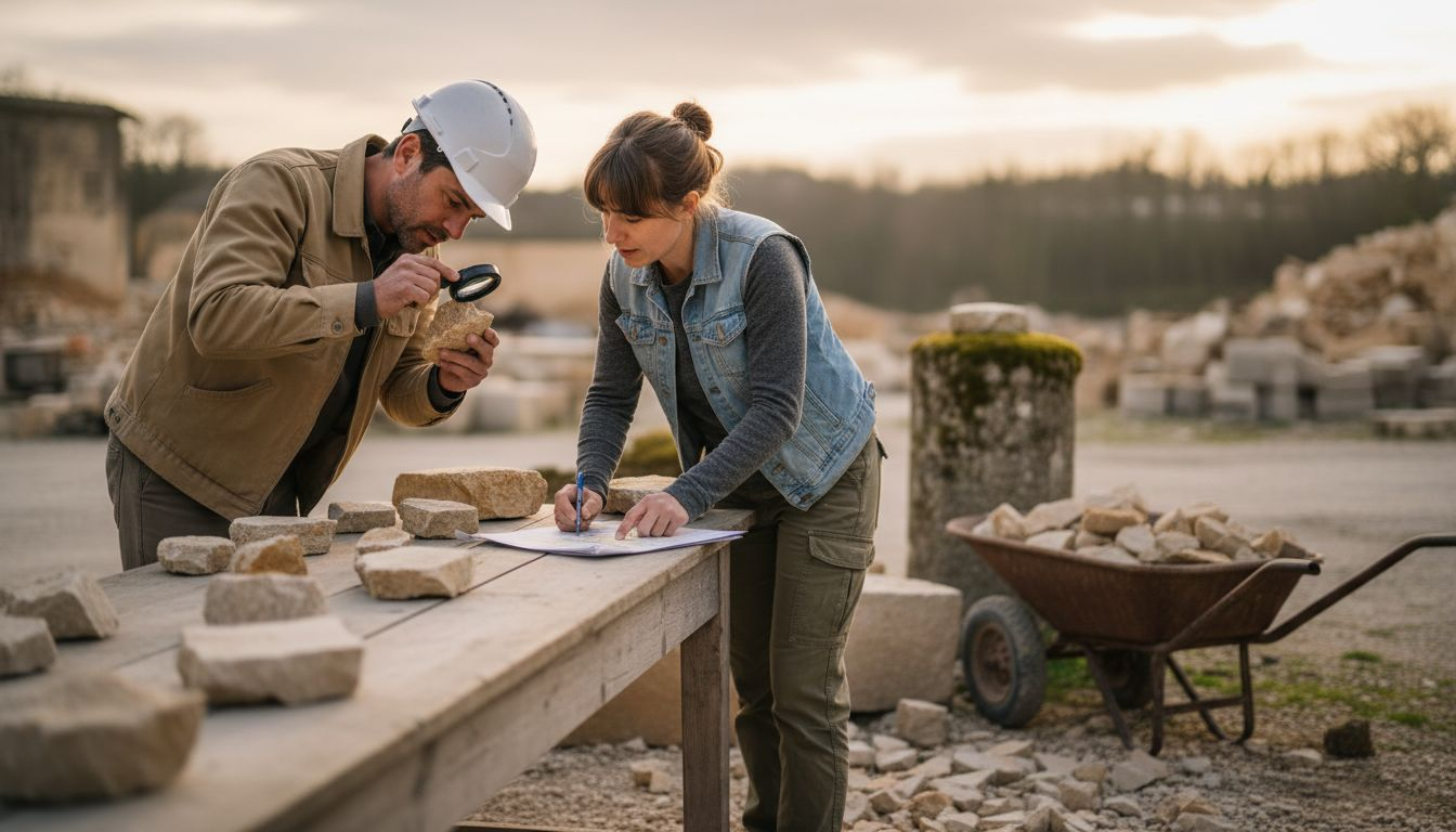 Des spécialistes étudient les pierres locales afin d’évaluer leur utilisation dans le secteur de la construction.
