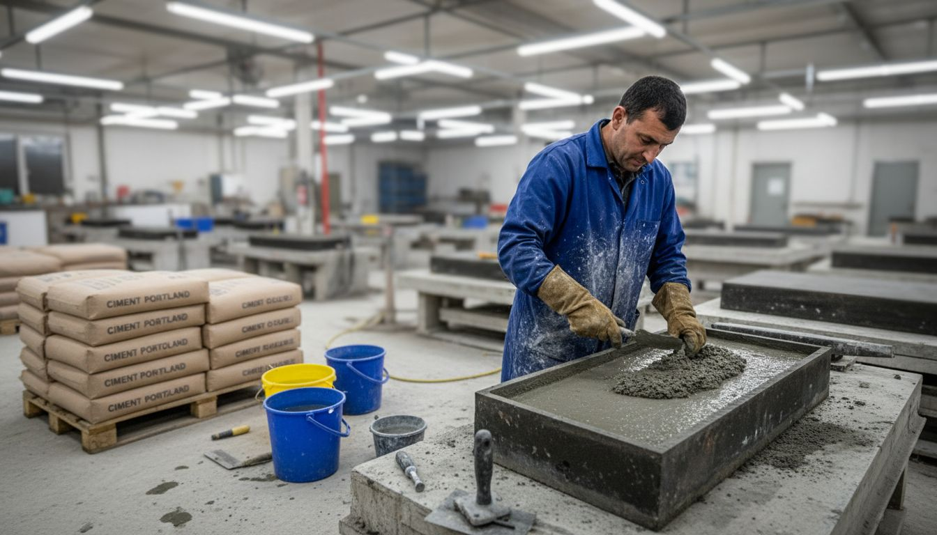 Différence Pierre Reconstituée et Pierre Naturelle – Impact sur le Patrimoine 1 Opérateur en atelier spécialisé dans la fabrication de pierres reconstituées.