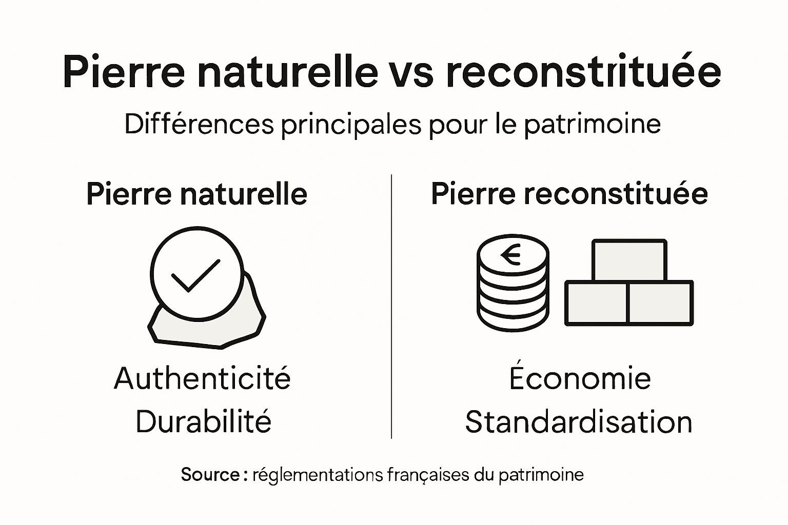 Différence Pierre Reconstituée et Pierre Naturelle – Impact sur le Patrimoine 2 Infographie : le match des pierres précieuses du patrimoine