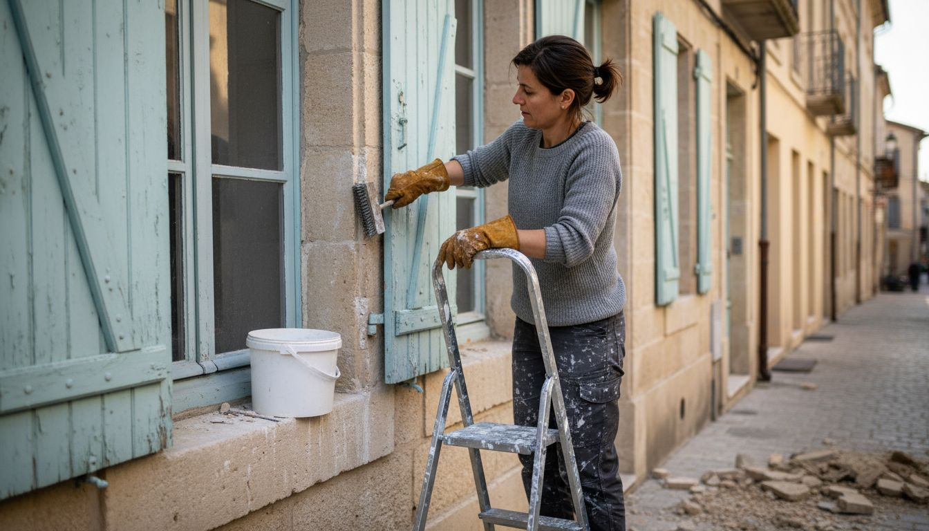 Rénovation manuelle d’une façade en pierre abîmée
