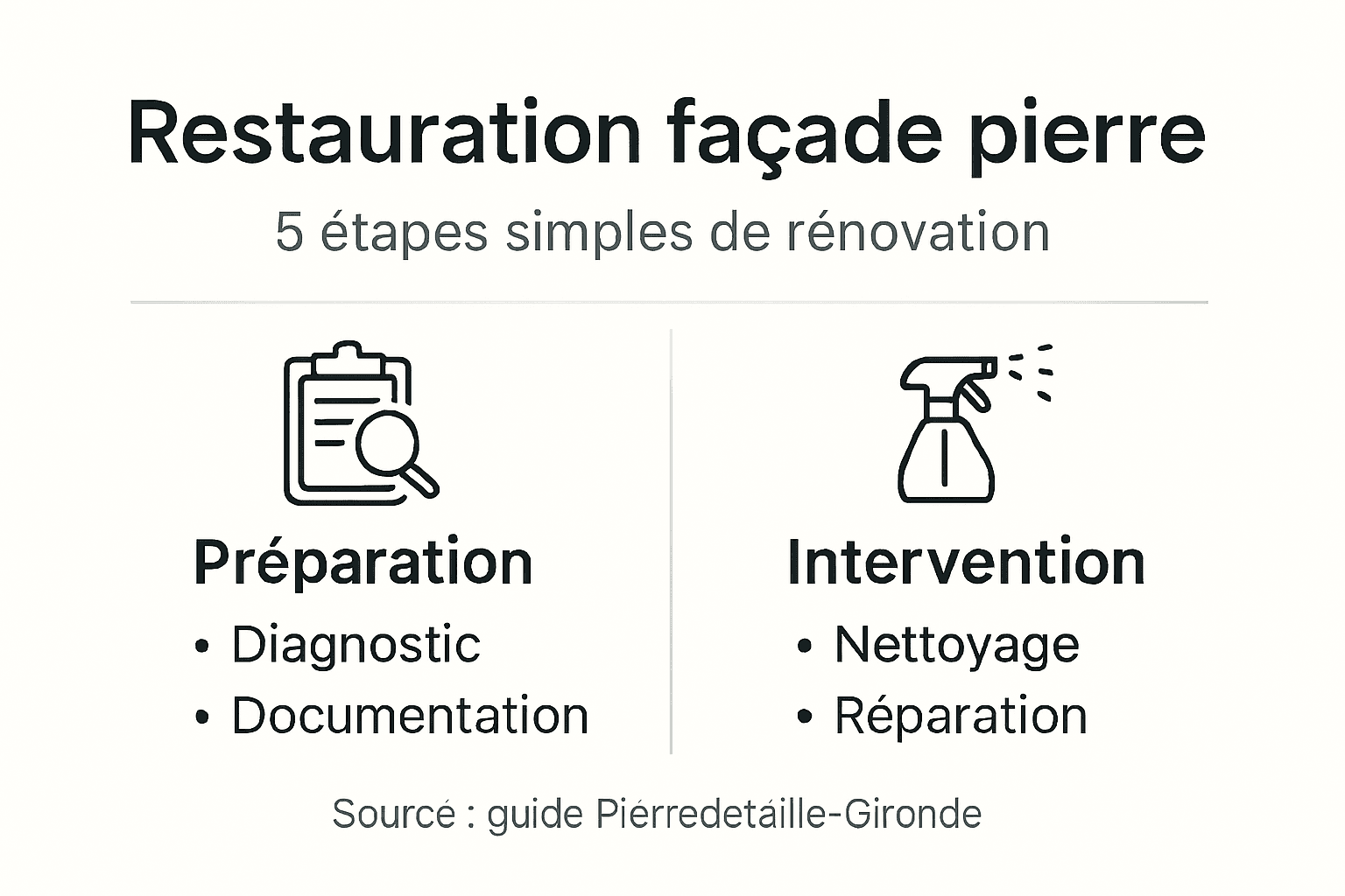 Infographie : les 5 étapes clés pour restaurer une façade en pierre