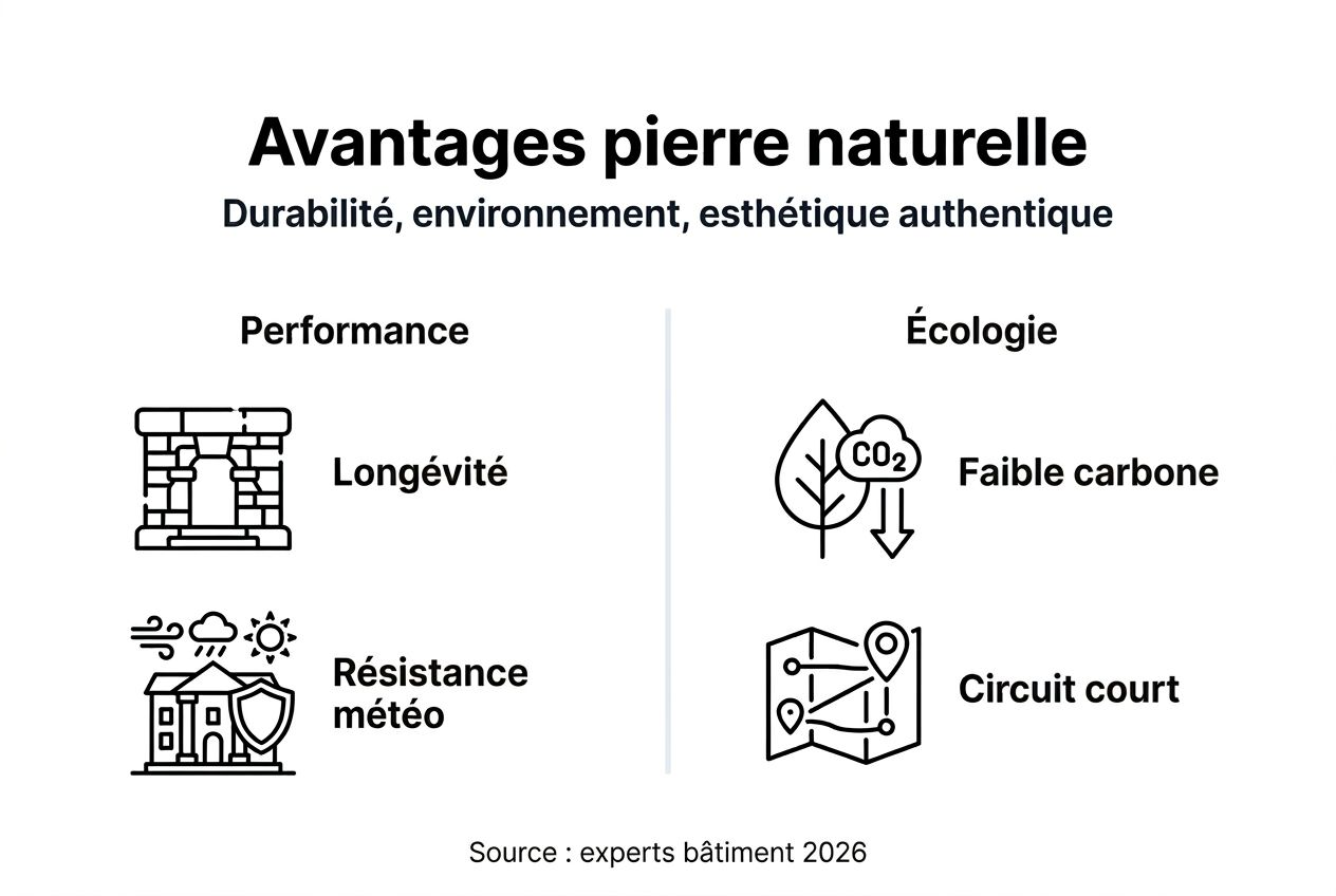 Avantages des revêtements en pierre naturelle en 2026 1 Infographie : pourquoi choisir la pierre naturelle, un choix écologique et responsable