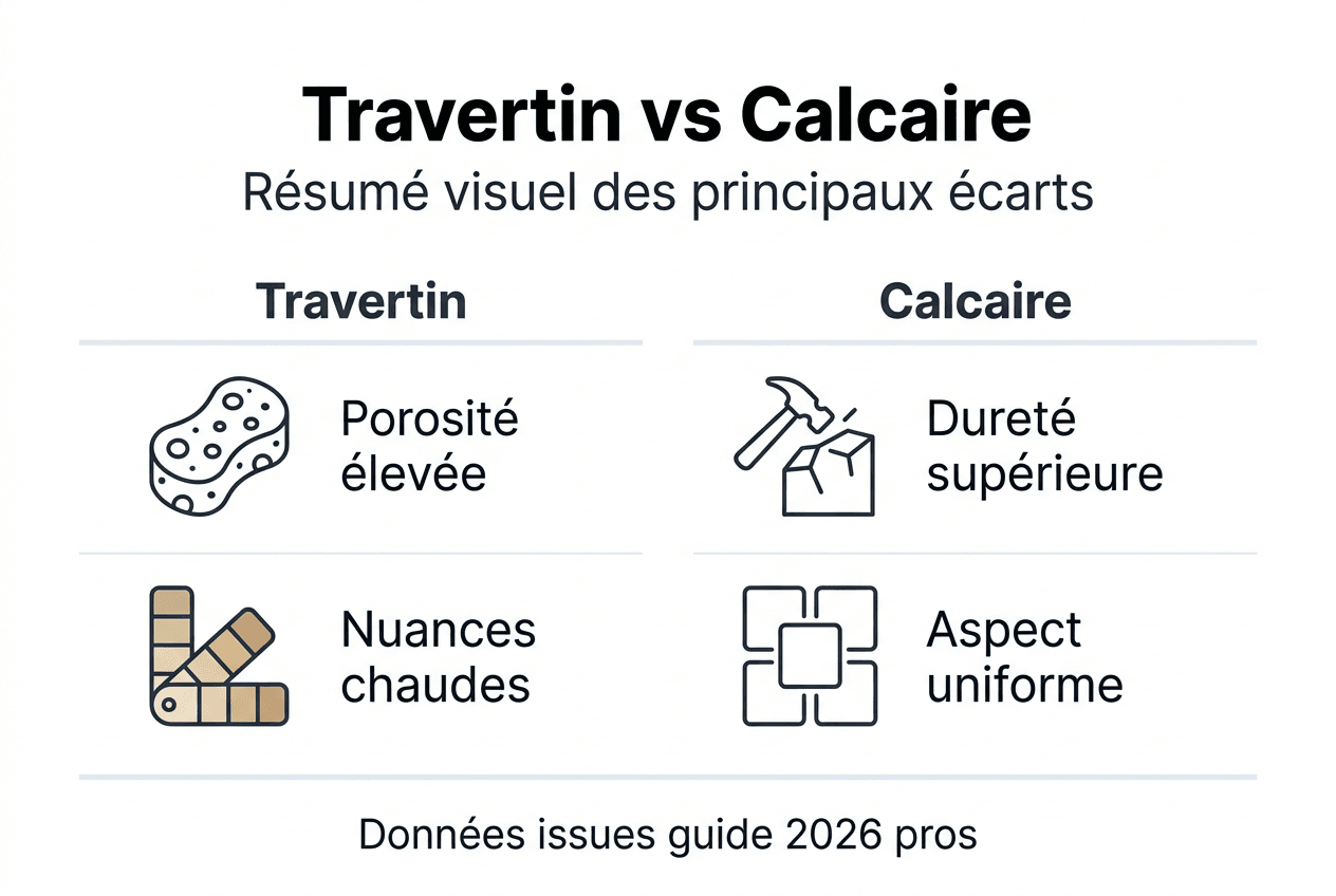 Infographie : les différences entre travertin et calcaire mises en lumière