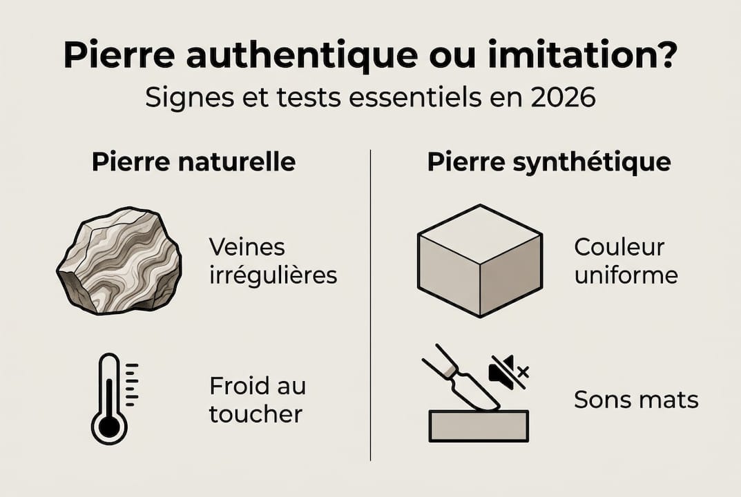 Comment reconnaître la pierre authentique en 2026 2 Infographie : comment reconnaître une pierre naturelle d’une imitation ?