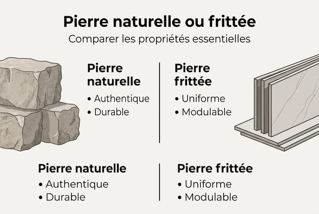 Infographie : pierre naturelle ou pierre frittée, laquelle choisir ?