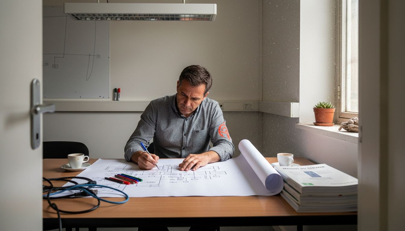 Un architecte conçoit et dessine l’architecture technique d’une solution SaaS.