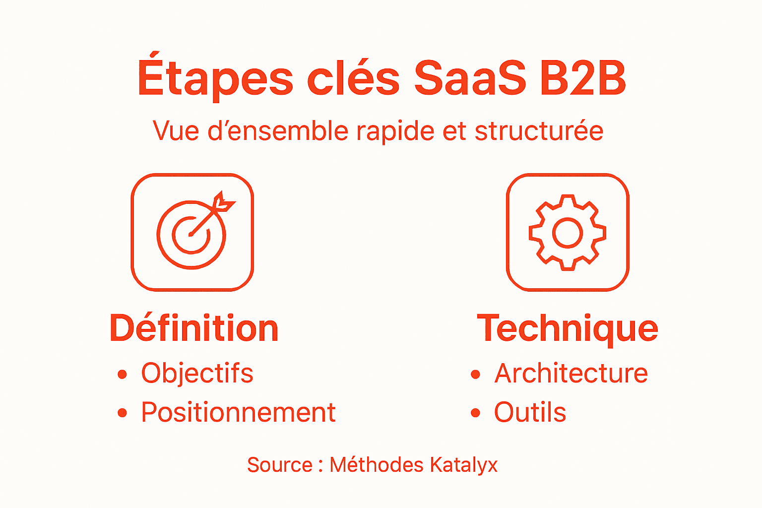 Visuel récapitulatif des étapes clés pour réussir son projet SaaS B2B