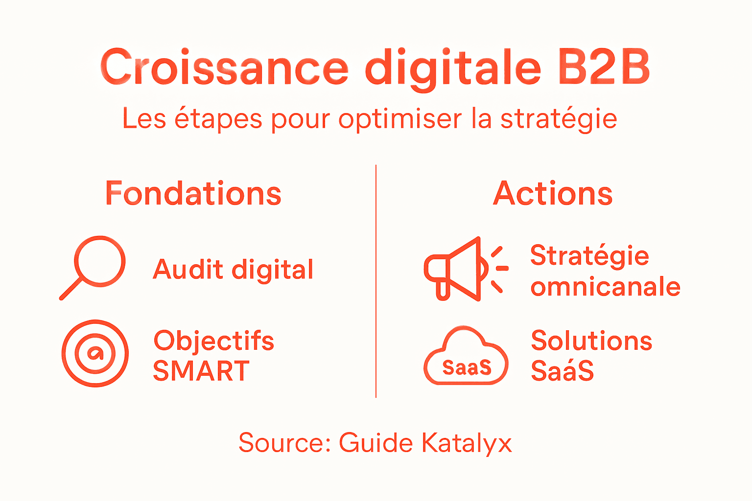 Découvrez en un coup d'œil les principales étapes d'une stratégie de marketing digital dédiée au B2B.