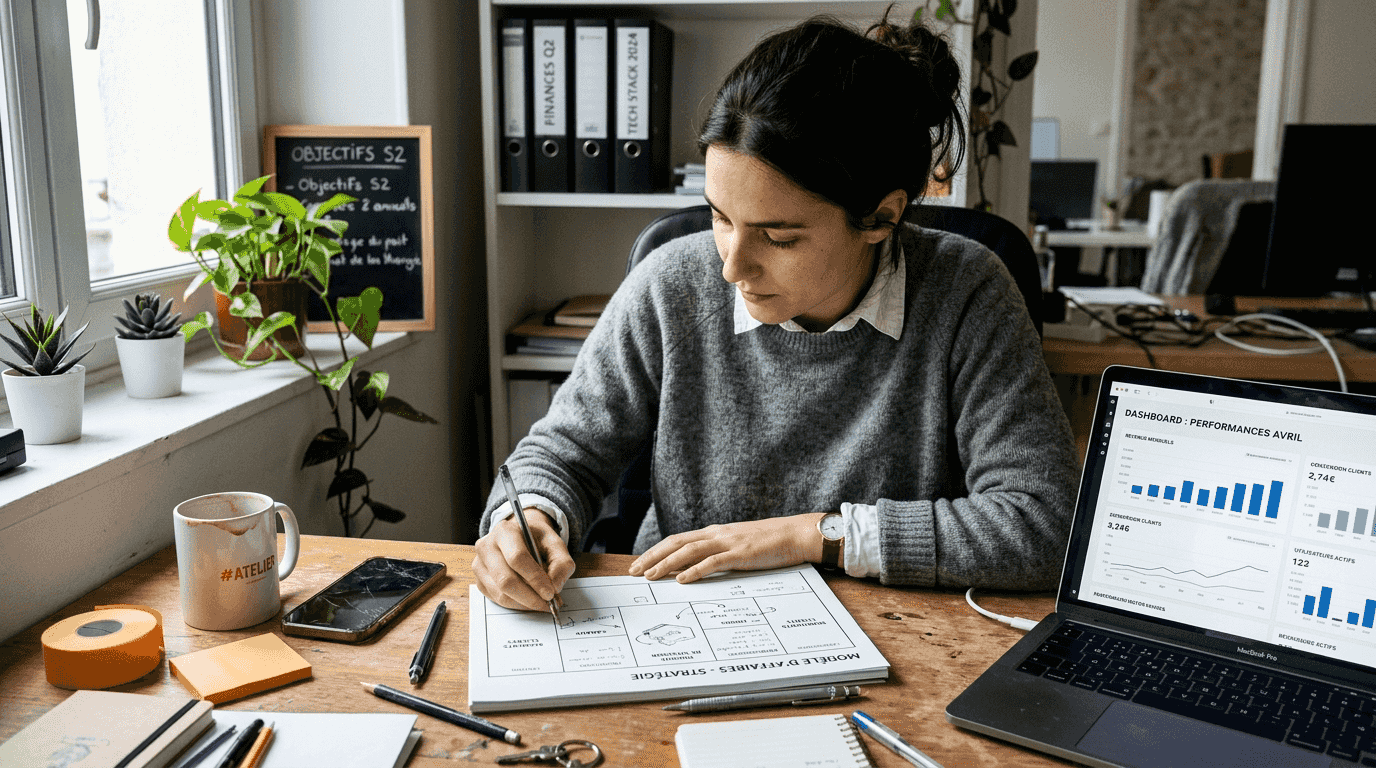 Un fondateur qui pose les bases du modèle économique SaaS pour son entreprise.