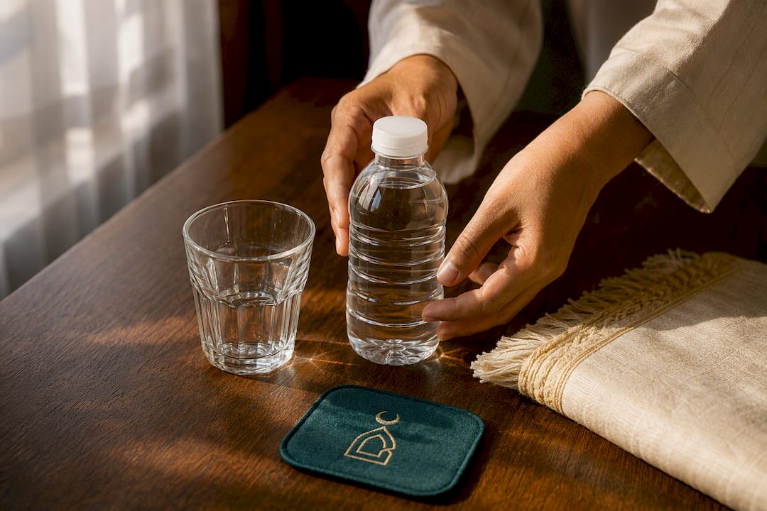 Small bottle of Zamzam water prepared as gift