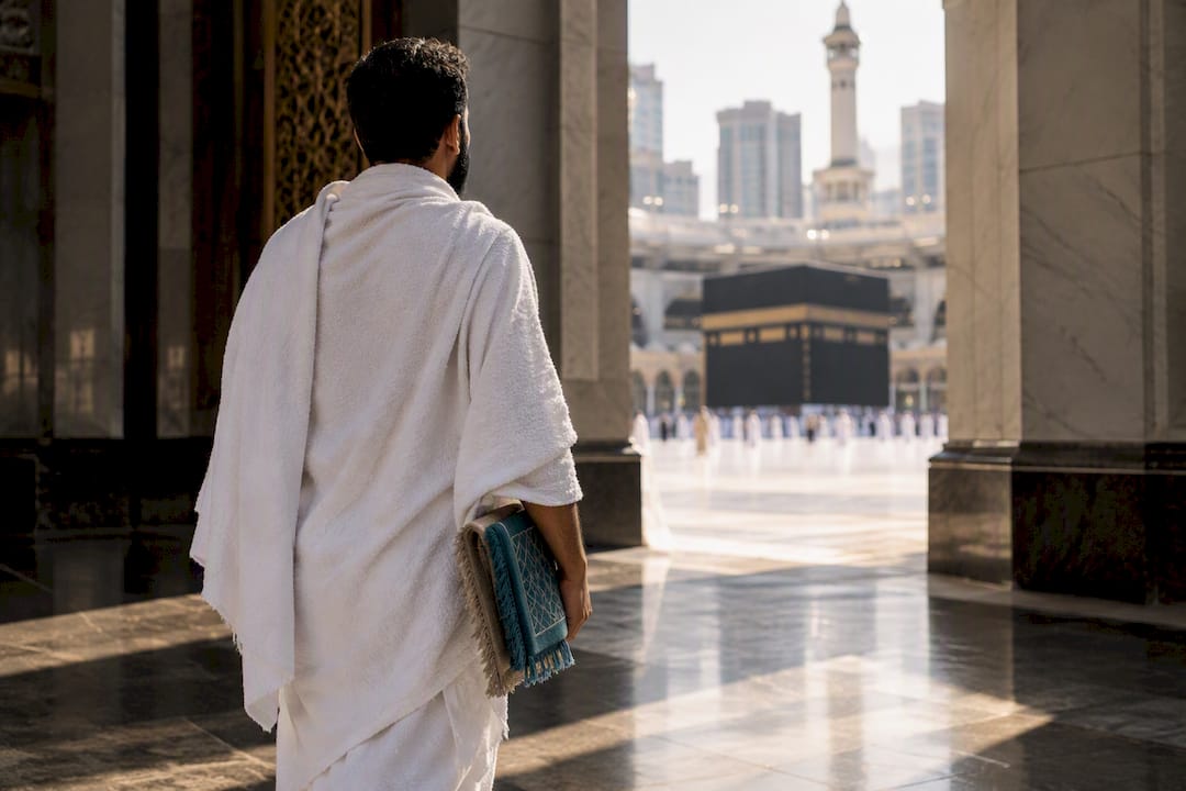 حاج يستعد لأداء العمرة نيابة عن شخص آخر
