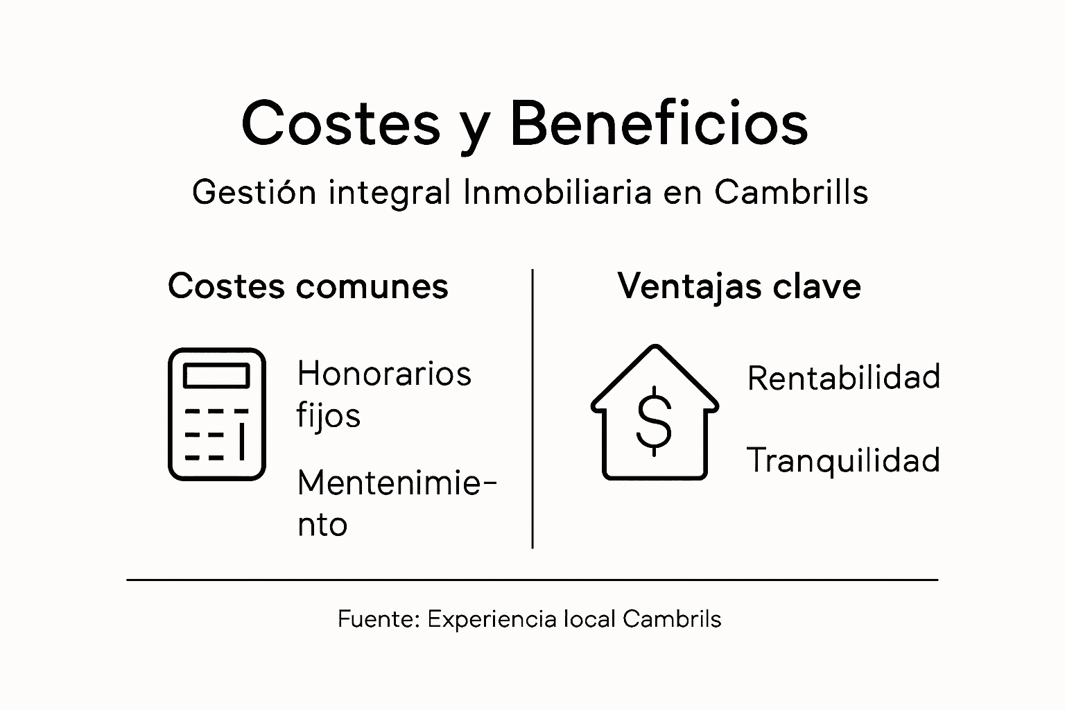 Infografía sobre los costes y ventajas de la gestión inmobiliaria