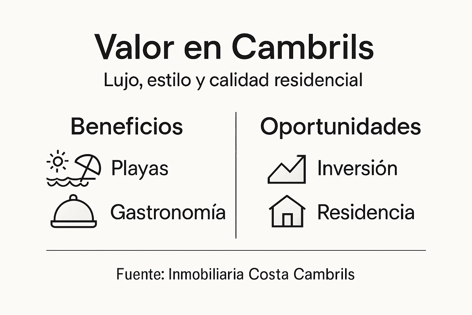 Infografía sobre la calidad de vida y las ventajas de vivir en Cambrils