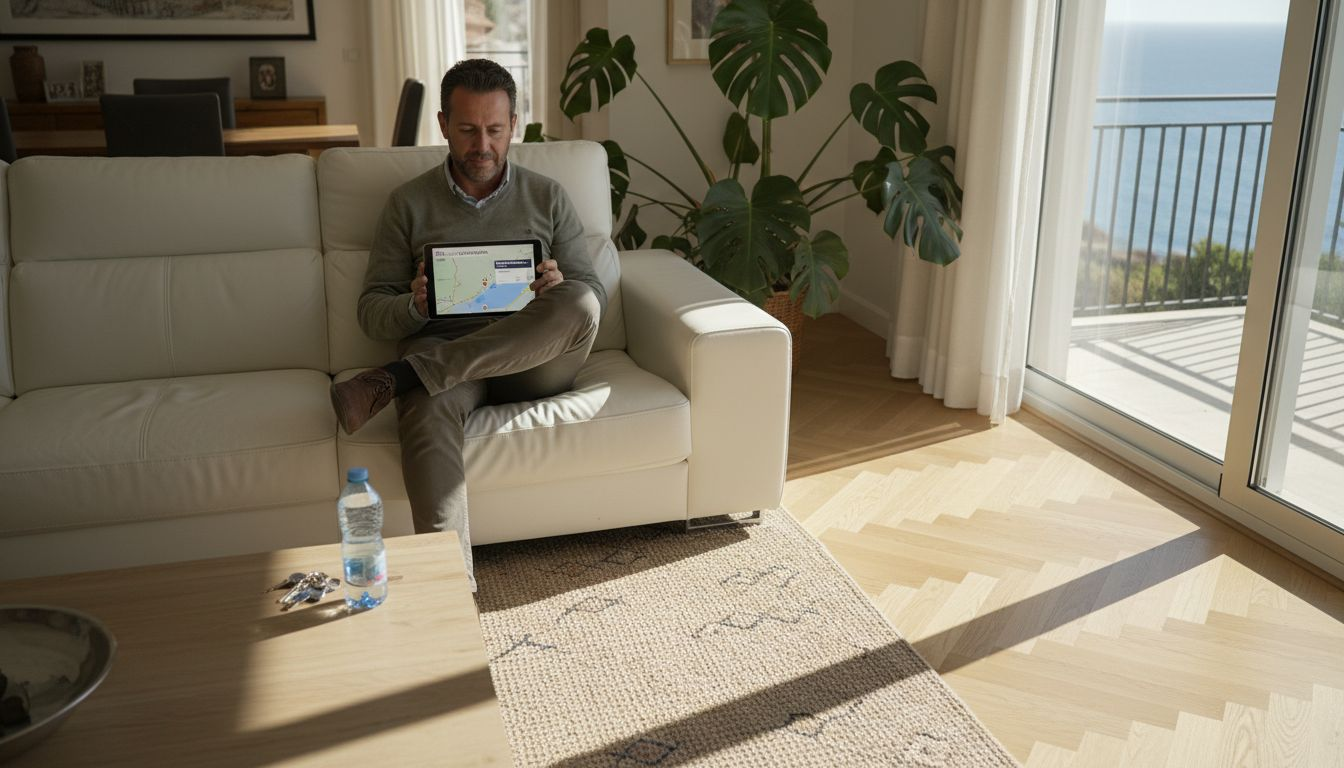 Una persona amante de la tecnología disfrutando de una elegante sala moderna.