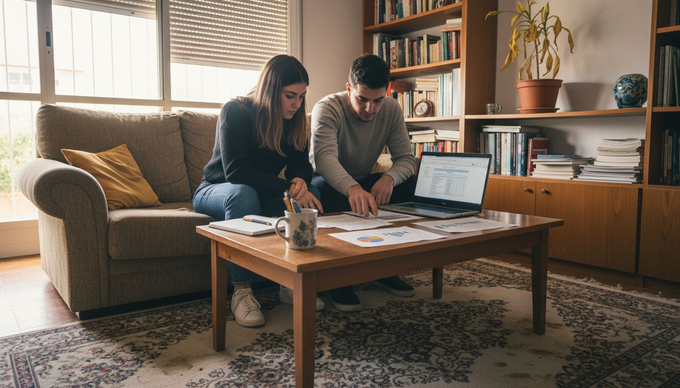 Una pareja analiza la rentabilidad de invertir en una vivienda adosada