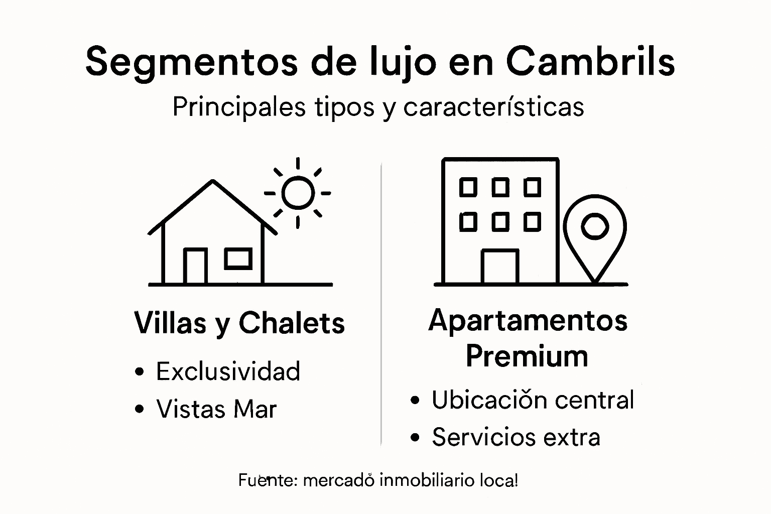 Visualización sobre las principales categorías del mercado inmobiliario de alto nivel