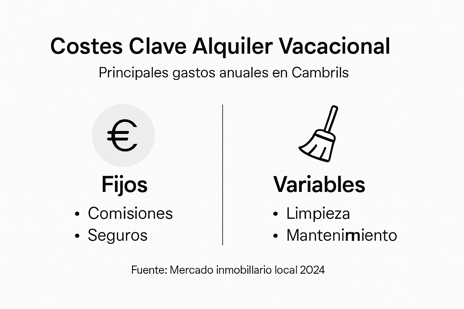 Resumen de los principales gastos asociados al alquiler de una vivienda turística en Cambrils