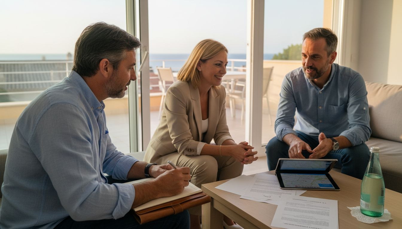Encuentro exclusivo entre agentes inmobiliarios y clientes en un ático de alto standing.