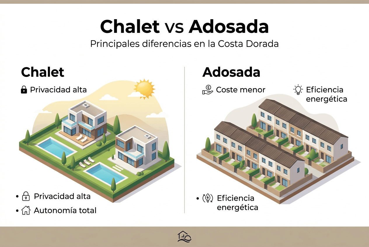 Infografía: principales diferencias entre un chalet y una vivienda adosada