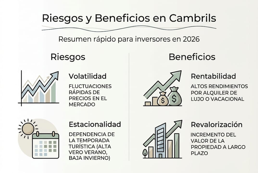 Guía visual sobre las ventajas y riesgos de invertir en el mercado inmobiliario de Cambrils