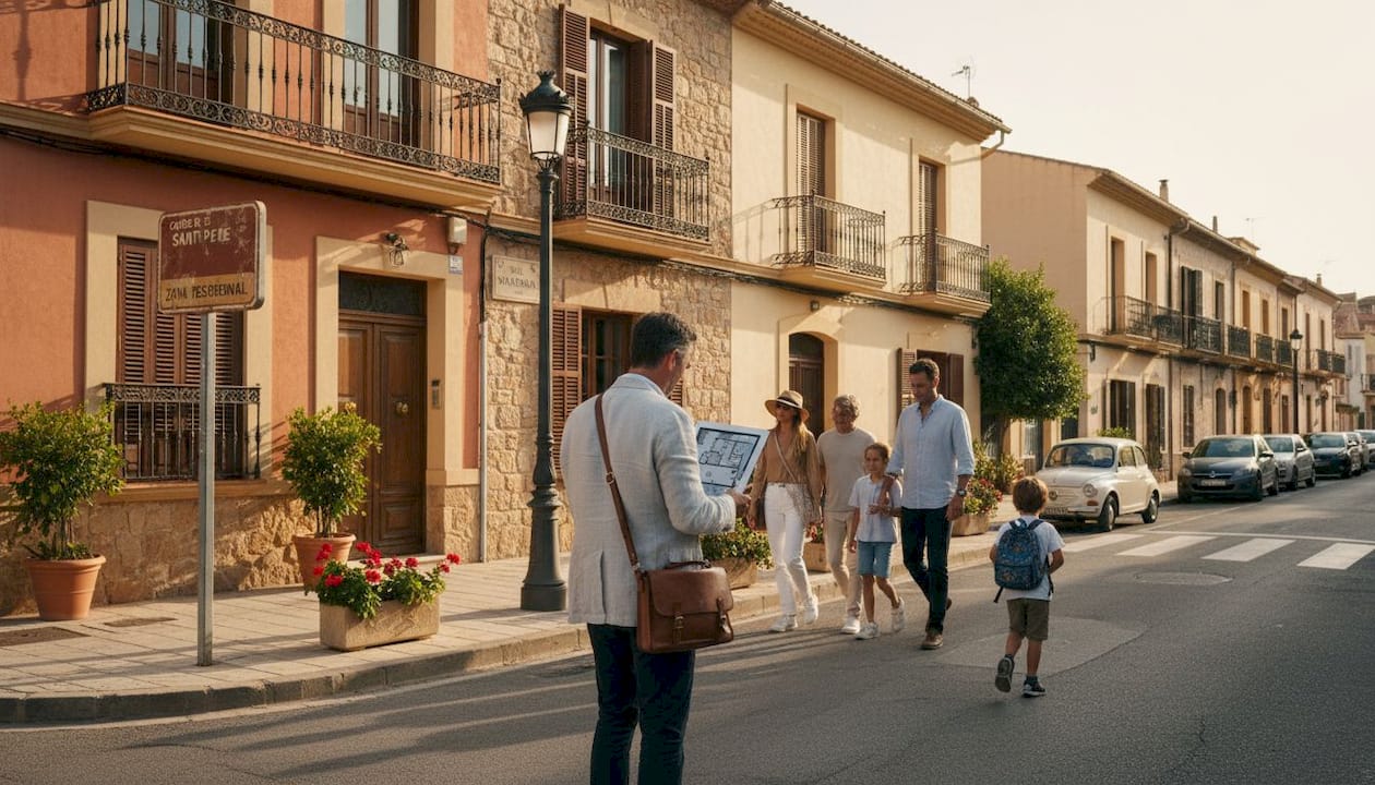 Visita de un agente inmobiliario junto a su familia por una de las zonas más exclusivas de Cambrils.