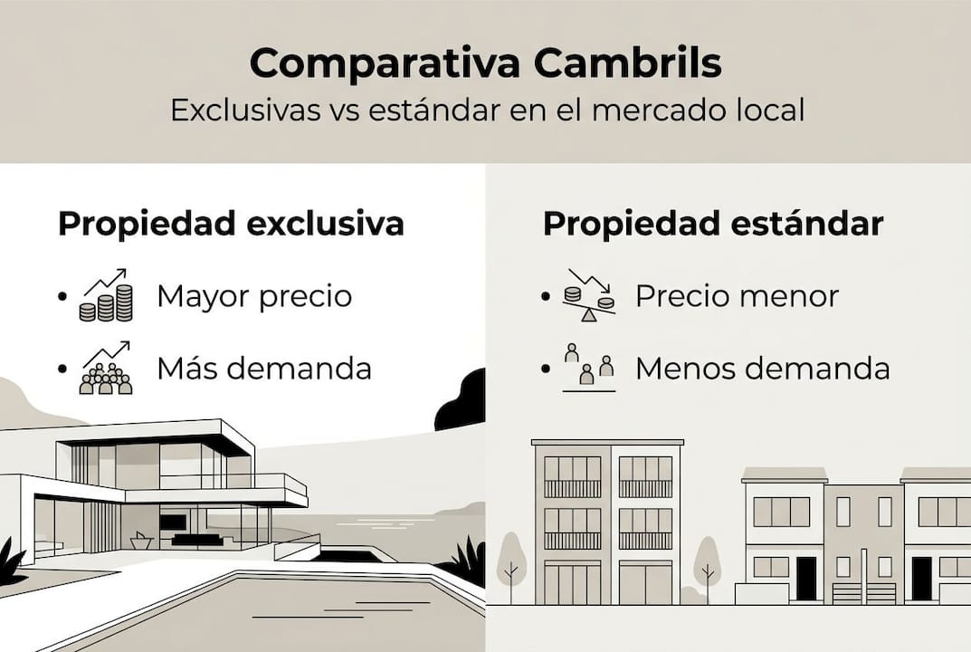 Infografía sobre las diferencias entre propiedades premium y estándar