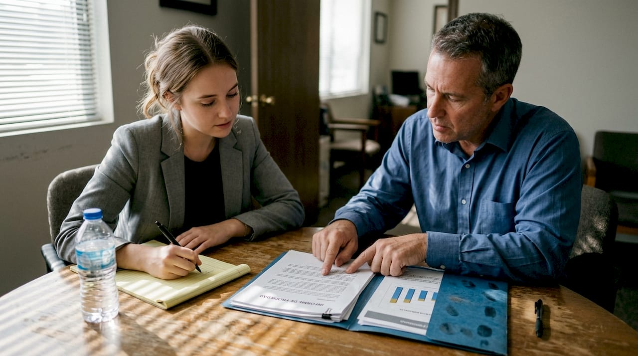 Expertos analizando la documentación y los detalles legales de operaciones inmobiliarias