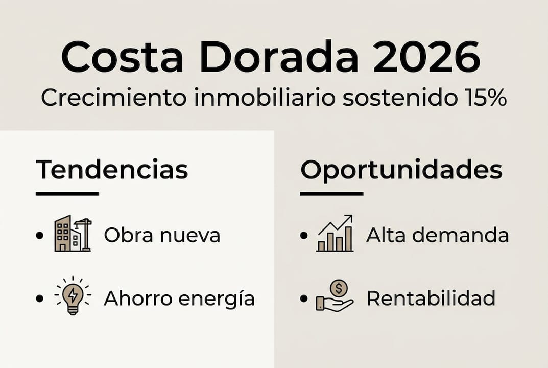 Panorama del mercado inmobiliario y oportunidades de crecimiento para 2026 en una infografía