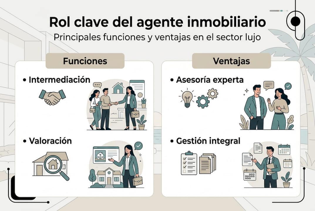 Infografía: rol y beneficios de un agente inmobiliario especializado en propiedades de lujo