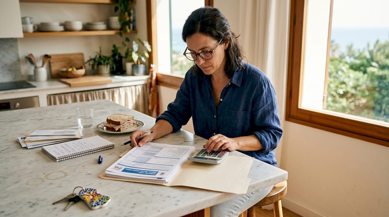 Buyer checks Spanish real estate tax documents