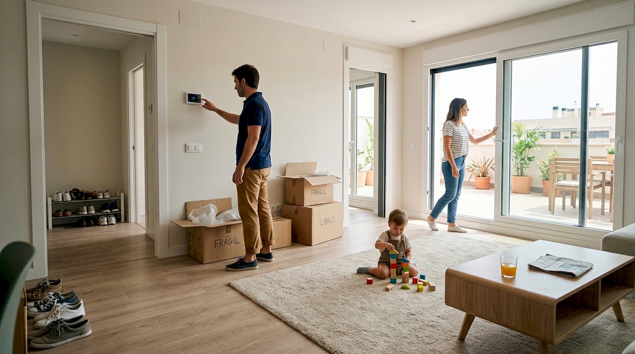 Una familia acomodándose y haciendo suyo su nuevo piso