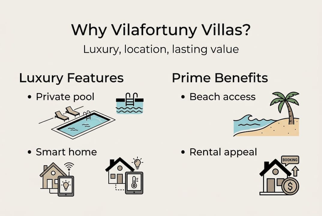 Infographic summarizing villa luxury and benefits