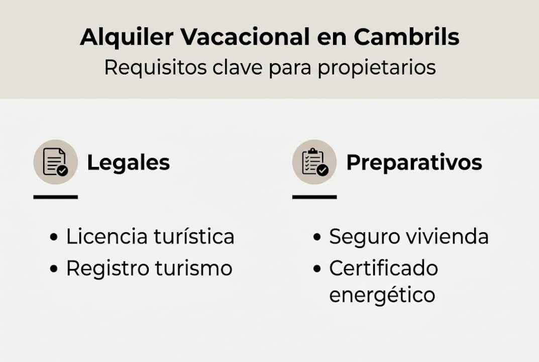 Guía visual sobre los requisitos legales y aspectos prácticos para alquilar en Cambrils