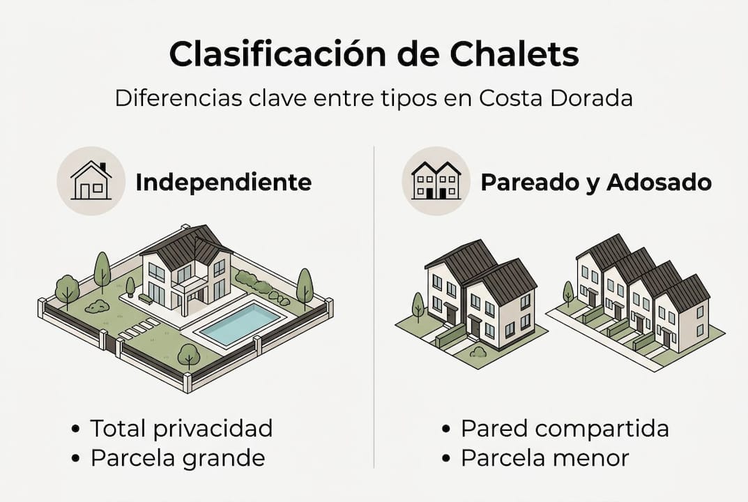 Infografía: diferencias entre los distintos tipos de chalet en la Costa Dorada