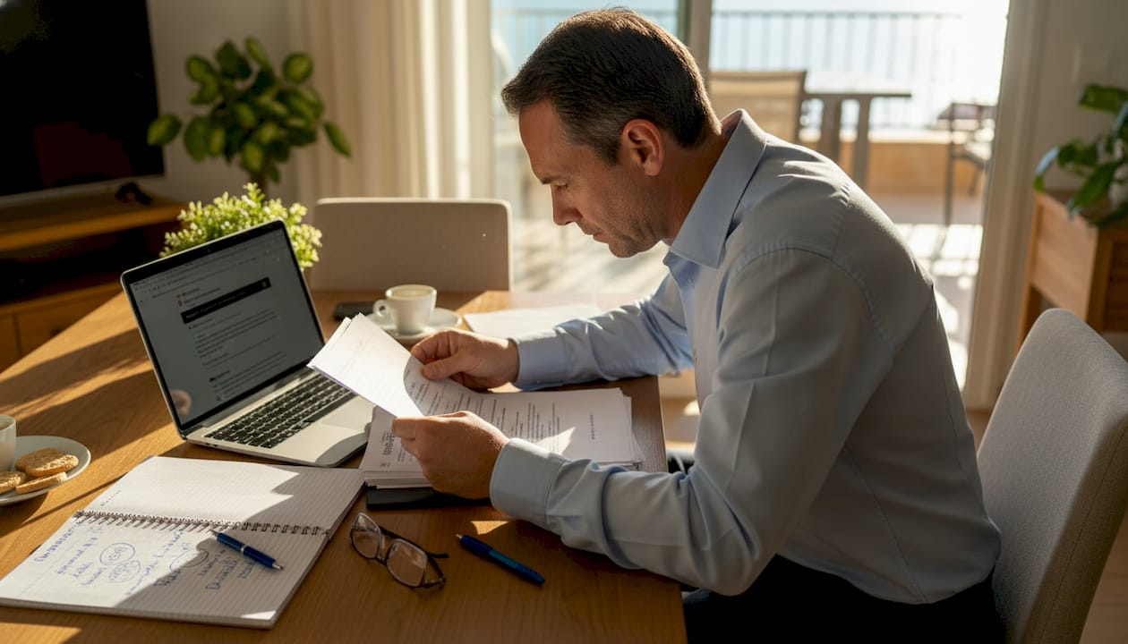 Buyer studies Spanish property legal documents