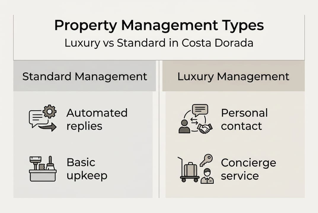 Luxury versus standard property management infographic