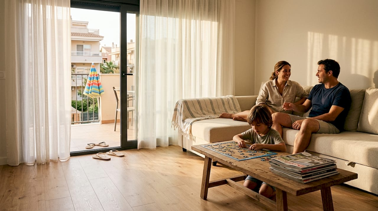 Family relaxes in Cambrils coastal apartment