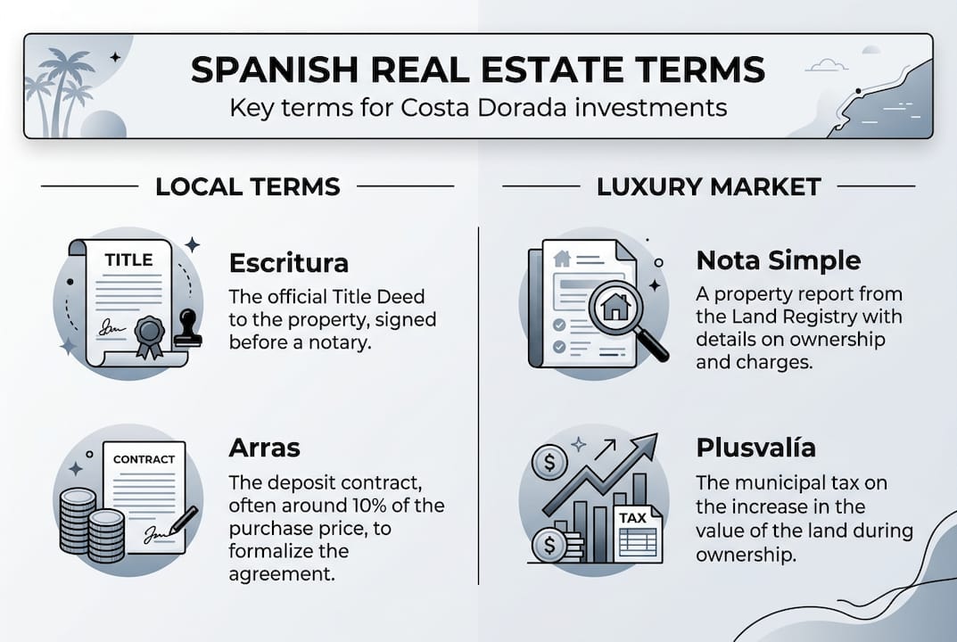 Infographic comparing Costa Dorada real estate terms