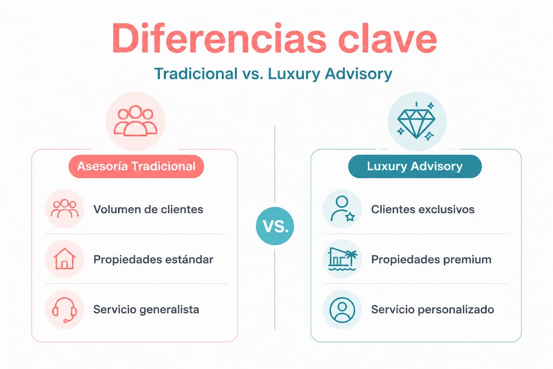 Infografía: diferencias clave entre la asesoría tradicional y la asesoría premium