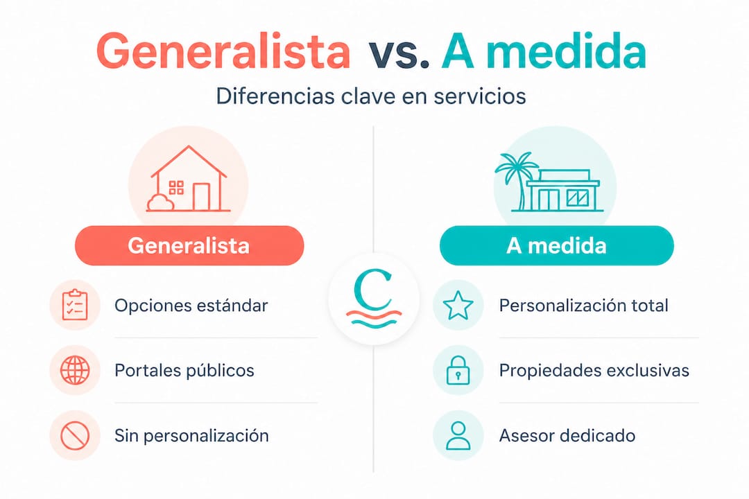 Infografía: comparación entre servicios estándar y soluciones personalizadas
