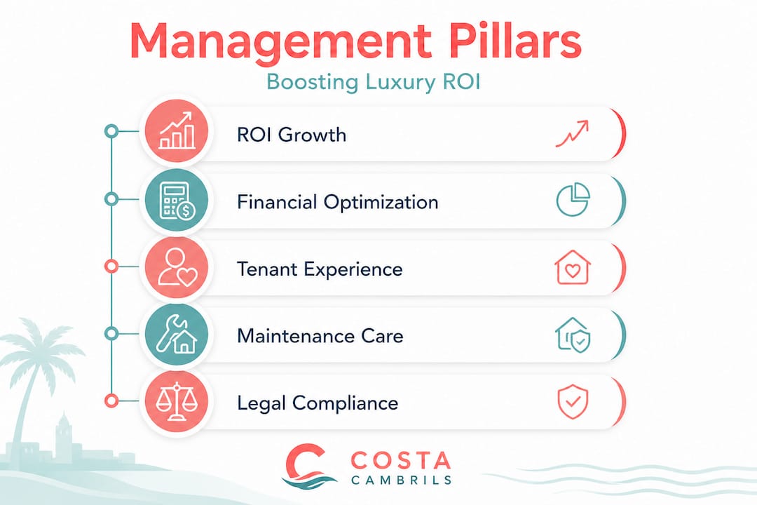 Hierarchy infographic of core property management pillars