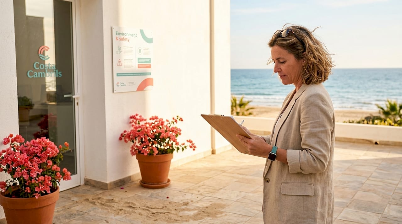 Consultant inspecting coastal property compliance